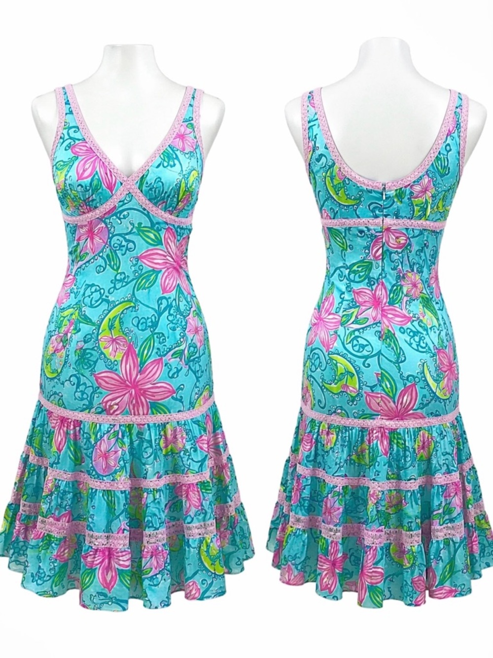 Vintage White Label Lilly Pulitzer Midi Tiered Floral Paisley Jacinda Dress